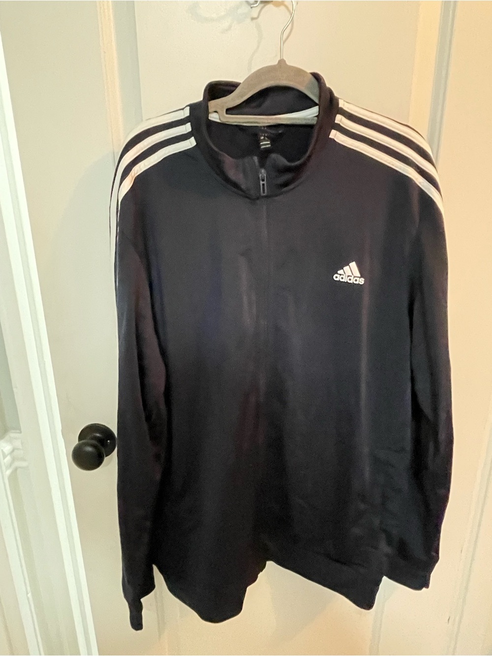 adidas Black Half-Zip Track Sweater with White 3-Stripe Detail
